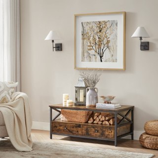 STOLIK KAWOWY, ŁAWA RUSTIQUE, LOFT, DO SALONU, Z PÓŁKĄ, CZARNY, 100 CM