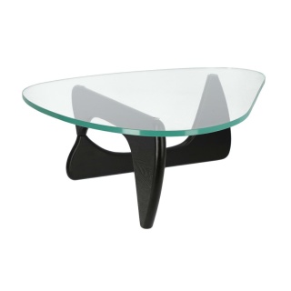 HARTOWANY STOLIK SZKLANY ISAMU, CZARNE DREWNO, DO SALONU, ELEGANCKI