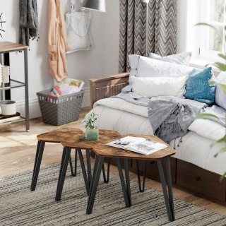STOLIK KAWOWY ŁAWA ZESTAW PROVENÇAL, LOFT, CZARNY, DO SALONU, DĄB, CM, STÓŁ