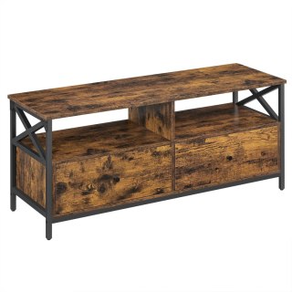 SZAFKA RTV FERMEO, LOFT, RUSTYKALNA, 120CM, SZUFLADY, POD TELEWIZOR, BRĄZ