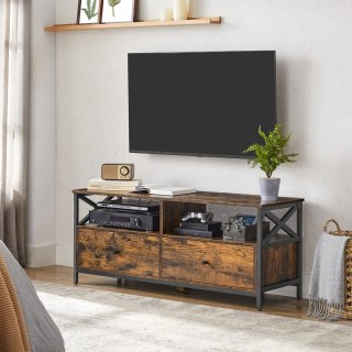SZAFKA RTV FERMEO, LOFT, RUSTYKALNA, 120CM, SZUFLADY, POD TELEWIZOR, BRĄZ