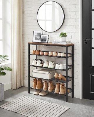 REGAŁ SZAFKA NA BUTY FERMIER, 5 PÓŁEK, LOFT, INDUSTRIALNY, DO SALONU, 75 CM
