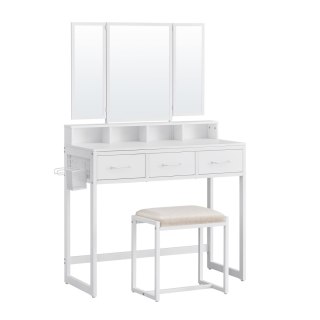 TOALETKA AMADIA, BIAŁY, STOLIK, ZESTAW, LOFT, 90 CM, Z LUSTREM, Z PÓŁKĄ