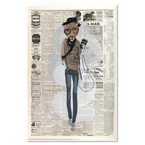 Obraz na płótnie - Lampart hipster - artykuł w gazecie Obraz na płótnie - Lampart hipster - artykuł w gazecie