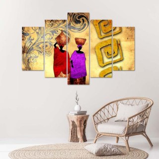 Obraz 5 częściowy na płótnie 100 x 70 cm - Afrykańskie kobiety z dzbanami