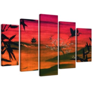 Obraz 5 częściowy na płótnie 100 x 70 cm - Japonia skąpana w słońcu