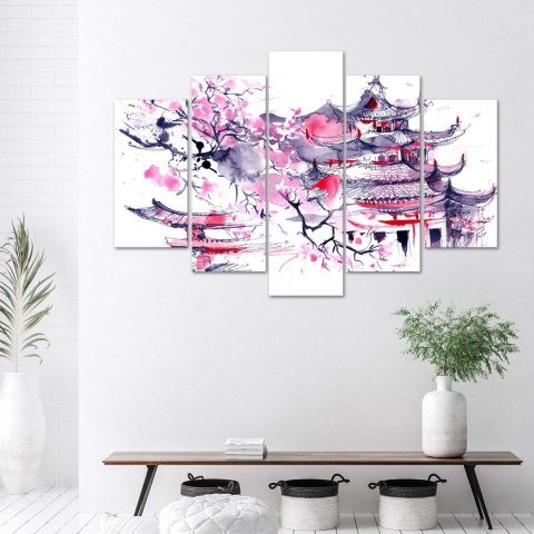 Obraz 5 częściowy na płótnie 100 x 70 cm - Japoński krajobraz Obraz 5 częściowy na płótnie 100 x 70 cm - Japoński krajobraz