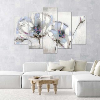 Obraz 5 częściowy na płótnie 100 x 70 cm - Malowane kwiaty