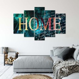 Obraz 5 częściowy na płótnie 100 x 70 cm - Napis Home na tle listu