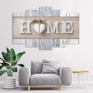 Obraz 5 częściowy na płótnie 100 x 70 cm - Napis Home w skandynawskim stylu