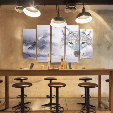Obraz 5 częściowy na płótnie 100 x 70 cm - Dzikość w śniegu Obraz 5 częściowy na płótnie 100 x 70 cm - Dzikość w śniegu