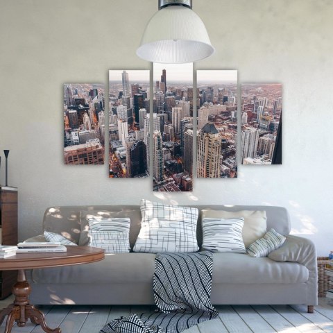 Obraz 5 częściowy na płótnie 100 x 70 cm - Wieżowce w Chicago Obraz 5 częściowy na płótnie 100 x 70 cm - Wieżowce w Chicago
