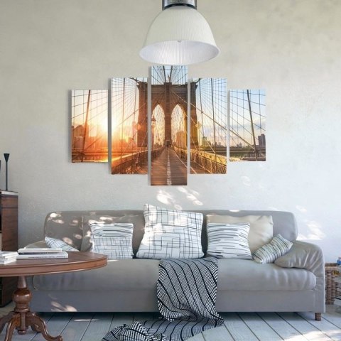 Obraz 5 częściowy na płótnie 100 x 70 cm - Wschód słońca na moście Obraz 5 częściowy na płótnie 100 x 70 cm - Wschód słońca na moście