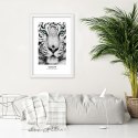 Plakat w białej ramie - Biały tygrys