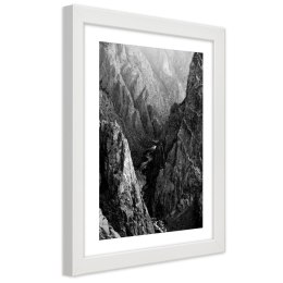 Plakat w białej ramie - Czarno-biały krajobraz górski