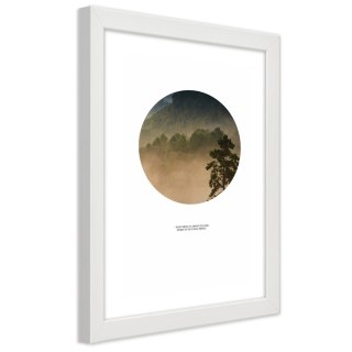 Plakat w białej ramie - Las w kole