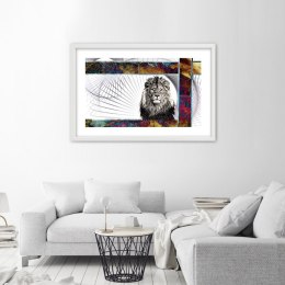 Plakat w białej ramie - Majestatyczny lew
