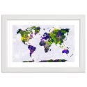 Plakat w białej ramie - Malowana mapa świata