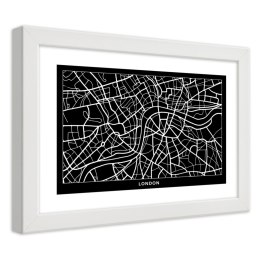 Plakat w białej ramie - Plan miasta Londyn