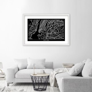 Plakat w białej ramie - Plan miasta Nowy Jork