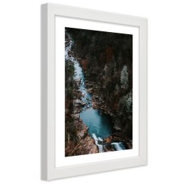 Plakat w białej ramie - Rzeka w lesie