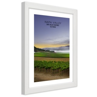 Plakat w białej ramie - Wieczór nad Napa Valley