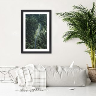 Plakat w czarnej ramie - Droga w lesie