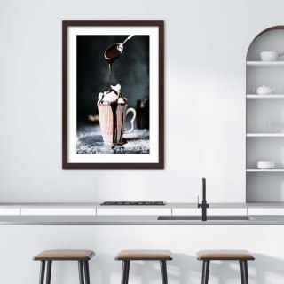 Plakat w brązowej ramie - Kawa z piankami