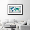 Plakat w czarnej ramie - Kolorowa mapa świata na betonie