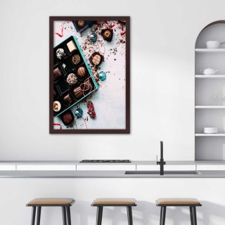 Plakat w brązowej ramie - Kolorowe pralinki