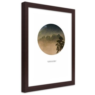 Plakat w brązowej ramie - Las w kole