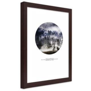 Plakat w brązowej ramie - Las we mgle