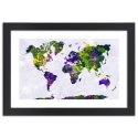 Plakat w czarnej ramie - Malowana mapa świata