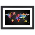 Plakat w czarnej ramie - Mapa świata w różnych kolorach