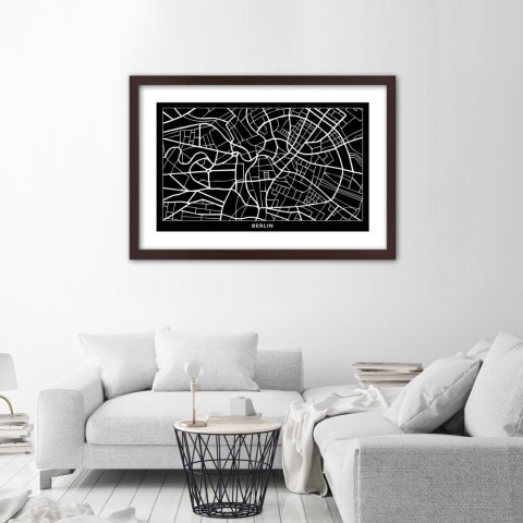 Plakat w brązowej ramie - Plan miasta Berlin Plakat w brązowej ramie - Plan miasta Berlin