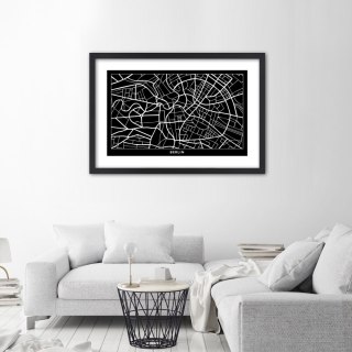 Plakat w czarnej ramie - Plan miasta Berlin