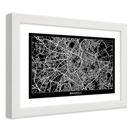 Plakat w białej ramie - Plan miasta Bruksela