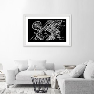 Plakat w białej ramie - Plan miasta Dubaj