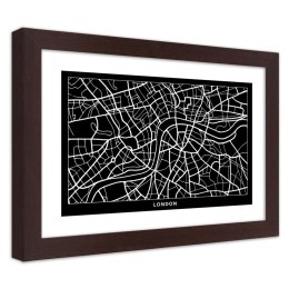 Plakat w brązowej ramie - Plan miasta Londyn