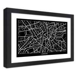 Plakat w czarnej ramie - Plan miasta Londyn