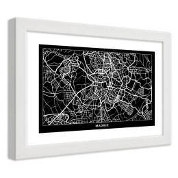 Plakat w białej ramie - Plan miasta Madryt