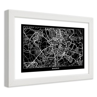 Plakat w białej ramie - Plan miasta Madryt