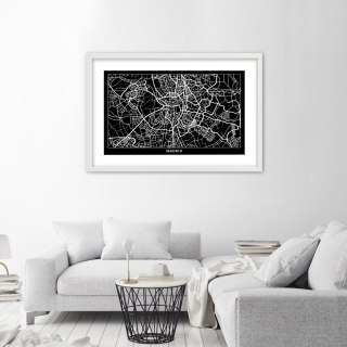 Plakat w białej ramie - Plan miasta Madryt
