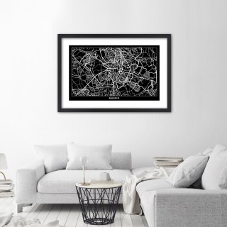 Plakat w czarnej ramie - Plan miasta Madryt