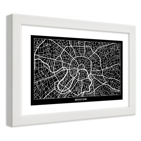 Plakat w białej ramie - Plan miasta Moskwa