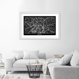 Plakat w białej ramie - Plan miasta Moskwa