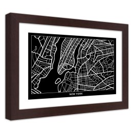 Plakat w brązowej ramie - Plan miasta Nowy Jork
