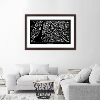 Plakat w brązowej ramie - Plan miasta Nowy Jork