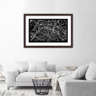 Plakat w brązowej ramie - Plan miasta Paryż