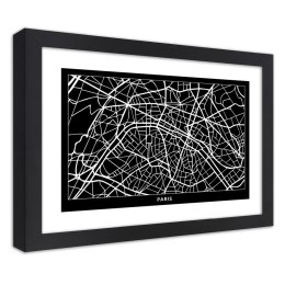 Plakat w czarnej ramie - Plan miasta Paryż